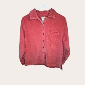 Vintage L.L.Bean Corduroy Button-Up Shirt Jacket Pink #153